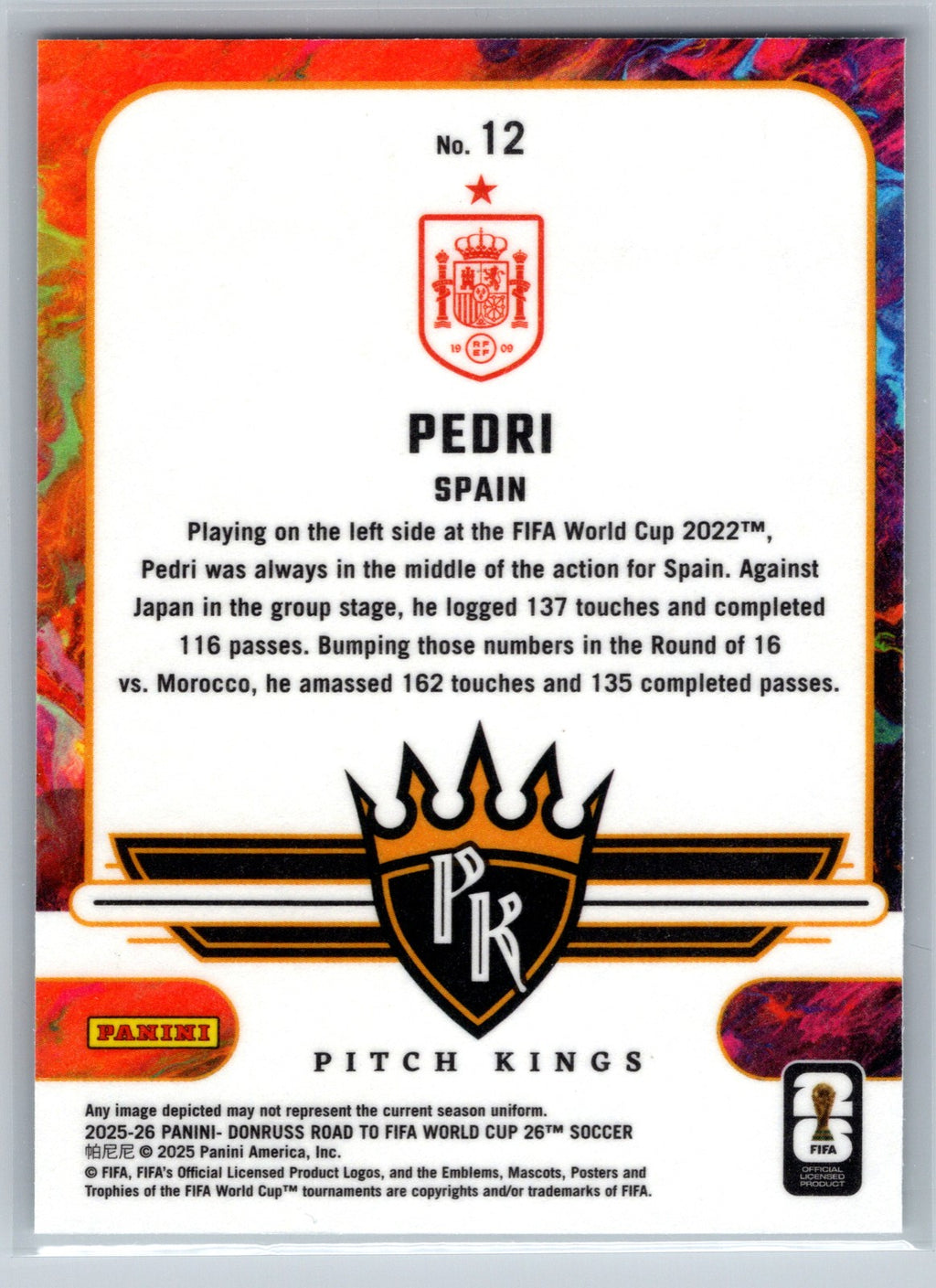 2025-26 Donruss Road to FIFA World Cup #12 Pedri Pitch Kings