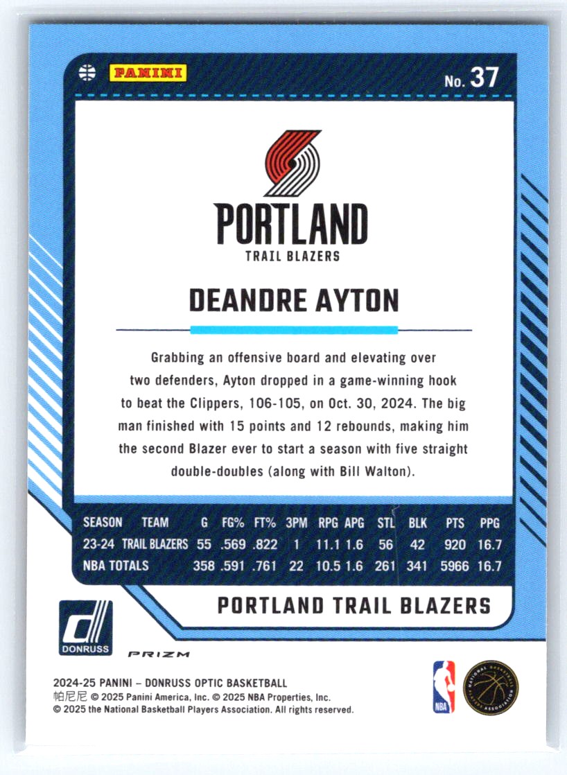 2024-25 Donruss Optic #37 Deandre Ayton Holo