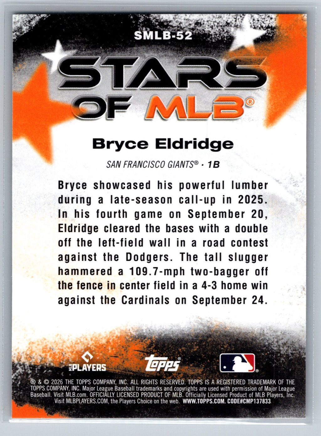 2026 Topps #SMLB-52 Bryce Eldridge Stars of MLB