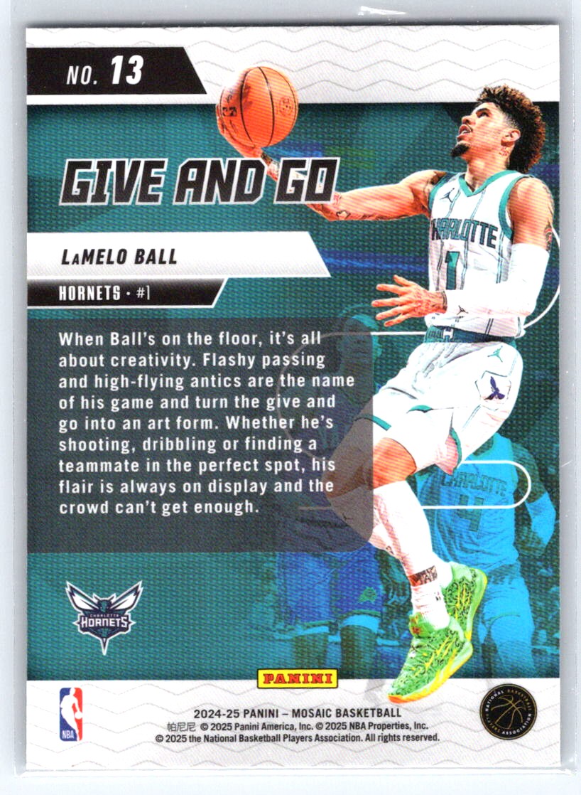 2024-25 Panini Mosaic #13 LaMelo Ball Give and Go