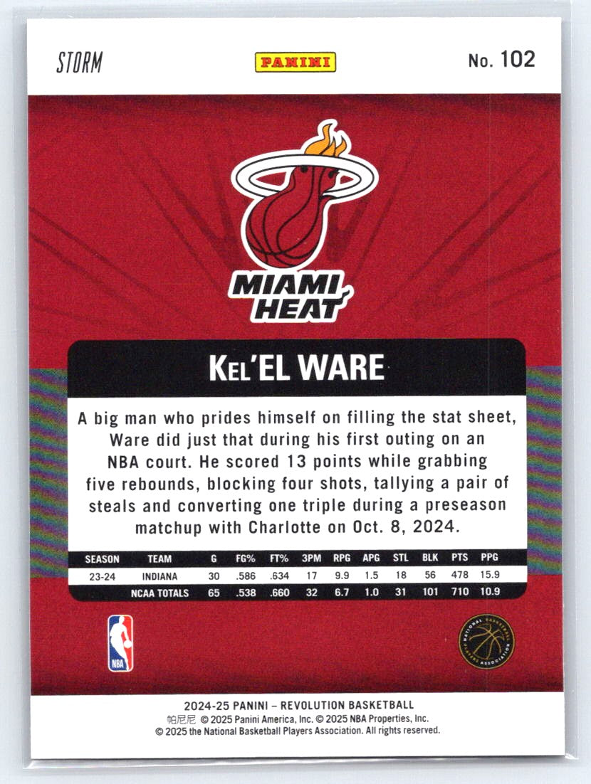 2024-25 Panini Revolution #102 Kel'el Ware Blue Storm