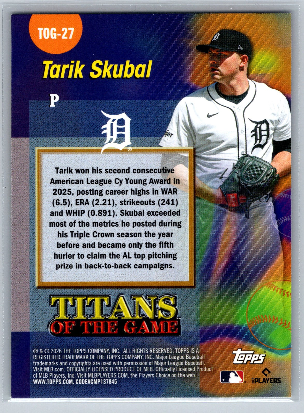 2026 Topps #TOG-27 Tarik Skubal Titans of the Game
