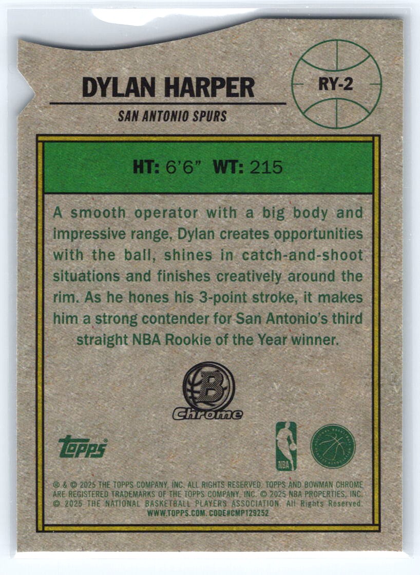 2025-26 Bowman #RY-2 Dylan Harper Rookie of the Year Favorites