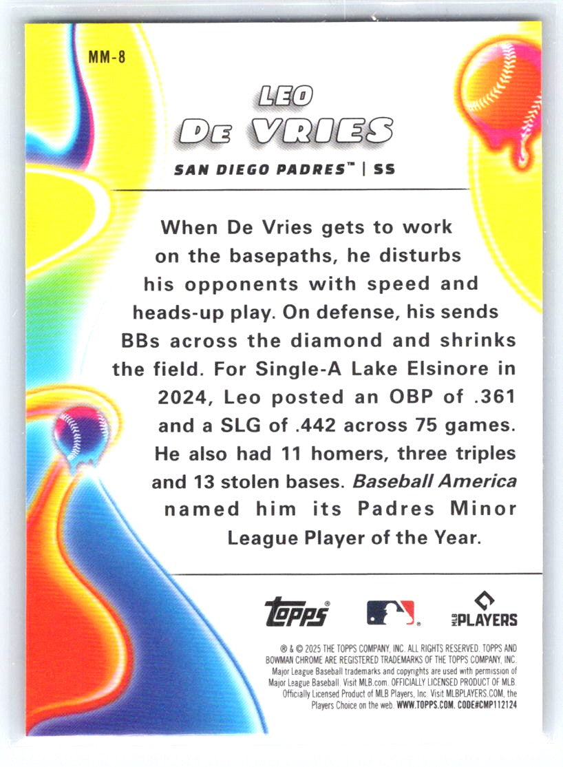 2025 Bowman Chrome #MM-8 Leo De Vries Melt Mashers