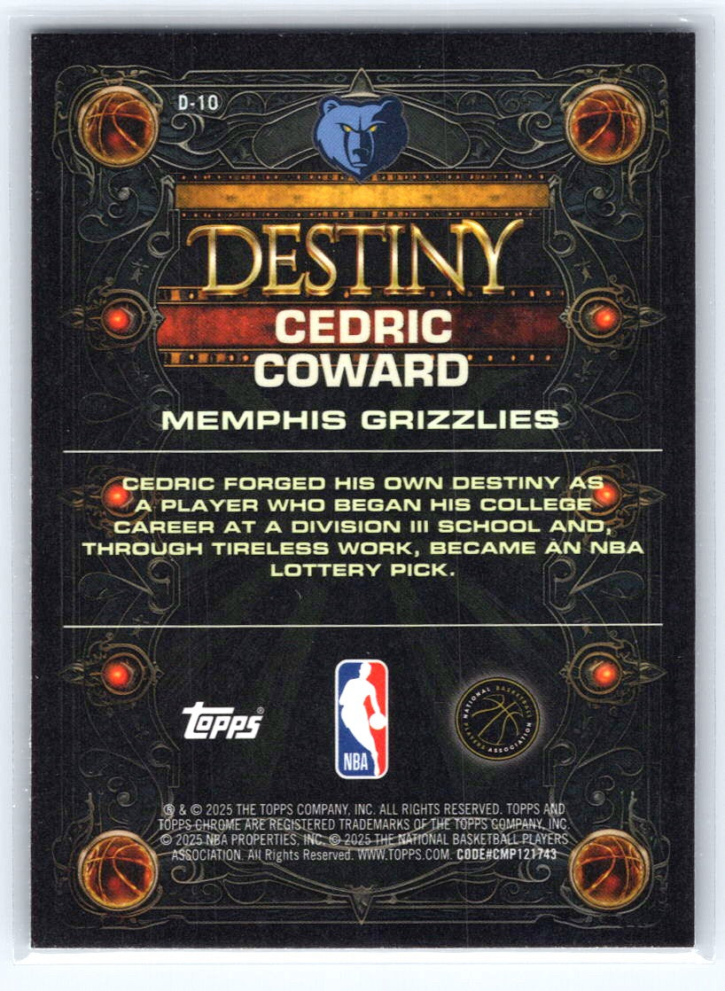 2025-26 Topps Chrome #D-10 Cedric Coward Destiny