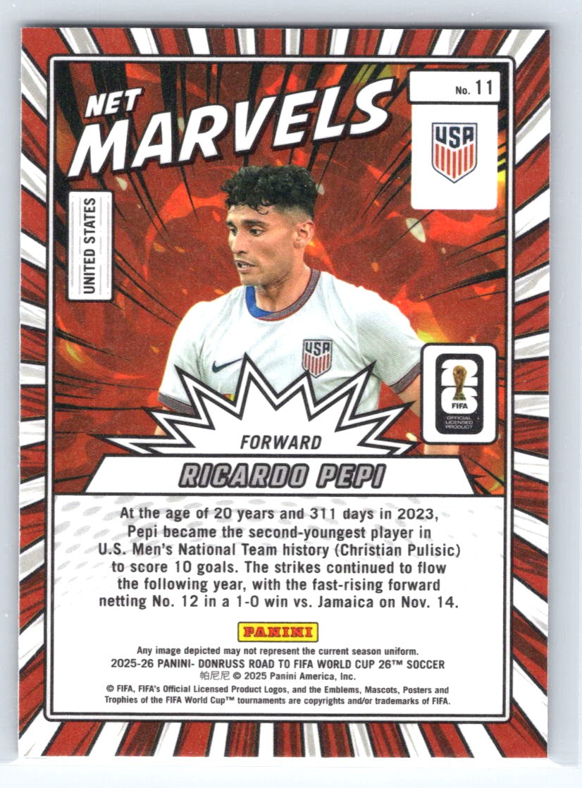 2025-26 Donruss Road to FIFA World Cup #11 Ricardo Pepi Net Marvels