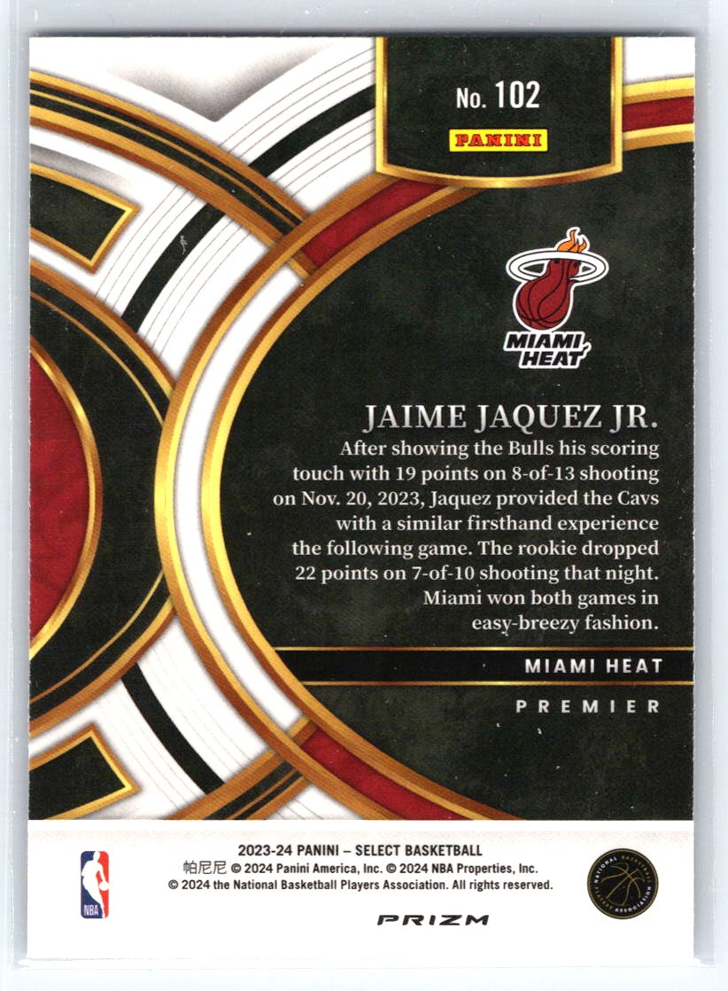 2023-24 Panini Select #102 Jaime Jaquez Jr. Silver Prizms