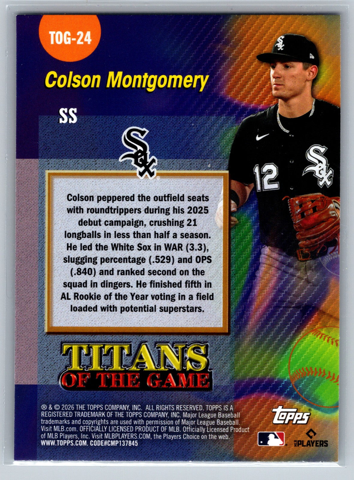 2026 Topps #TOG-24 Colson Montgomery Titans of the Game