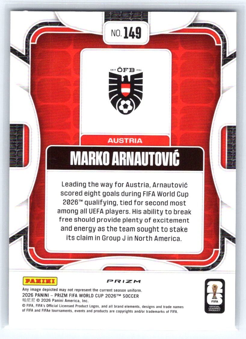 2026 Panini Prizm FIFA World Cup #149 Marko Arnautovic Wave