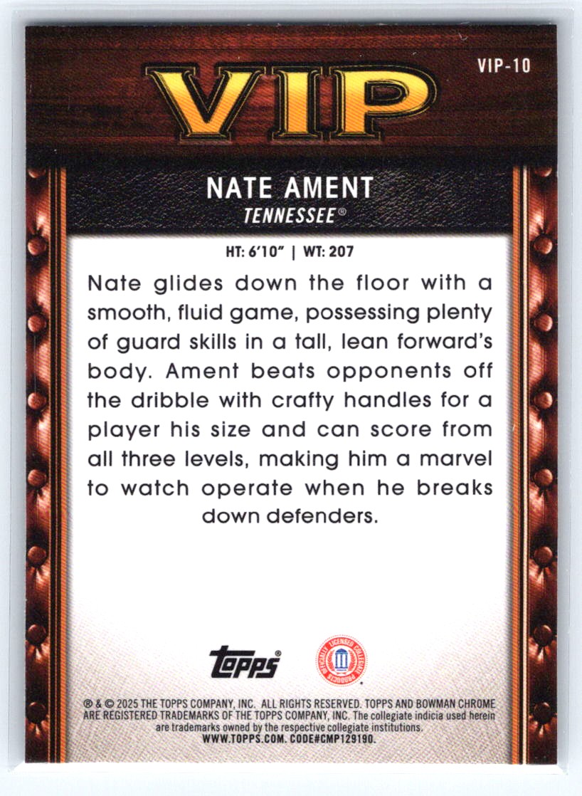 2025-26 Bowman #VIP-10 Nate Ament Very Important Prospects