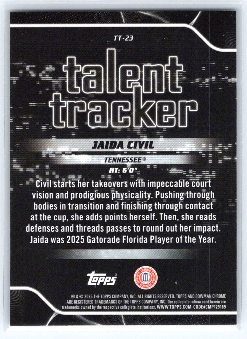 2025-26 Bowman #TT-23 Jaida Civil Talent Tracker