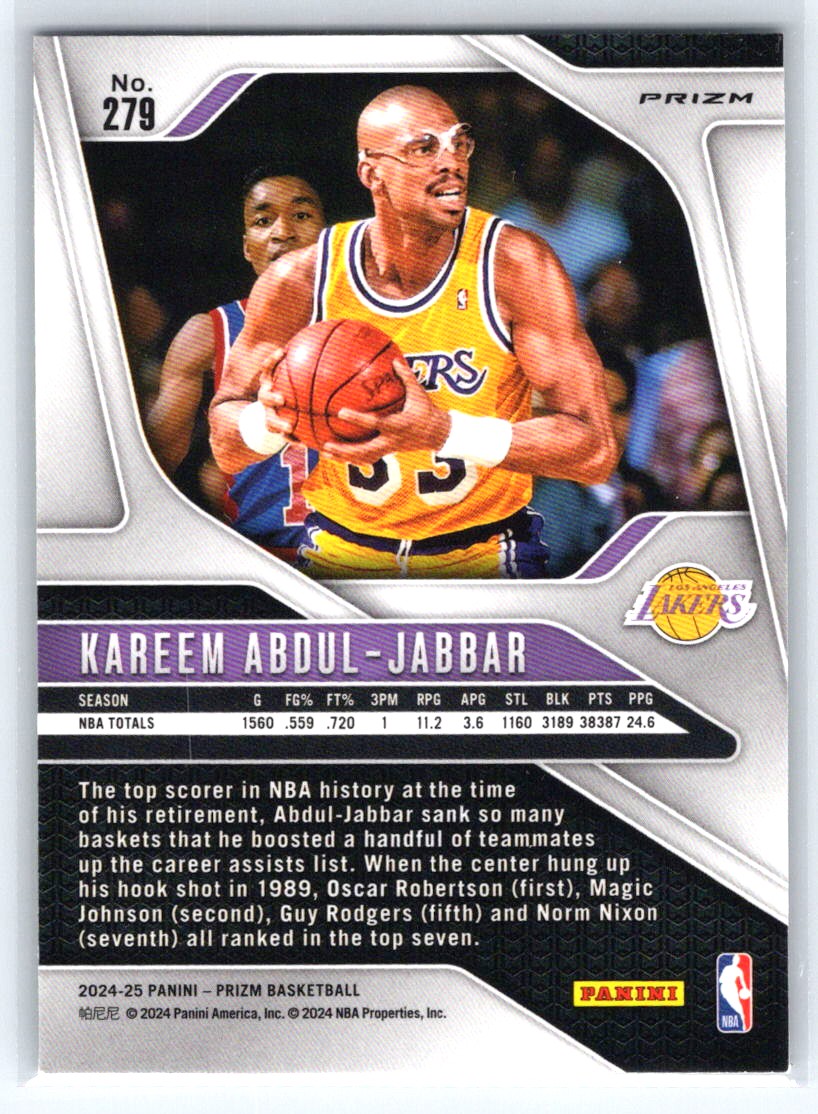 2024-25 Panini Prizm #279 Kareem Abdul-Jabbar Prizms Green