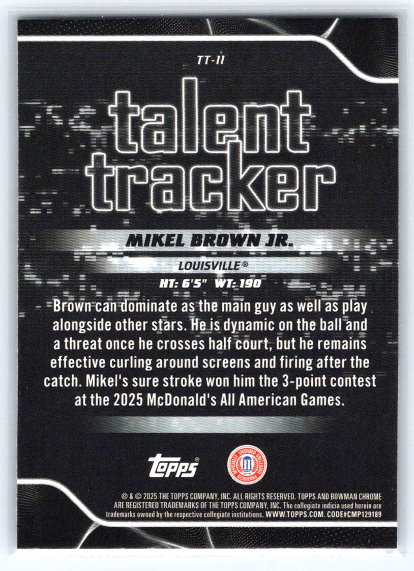 2025-26 Bowman #TT-11 Mikel Brown Jr. Talent Tracker