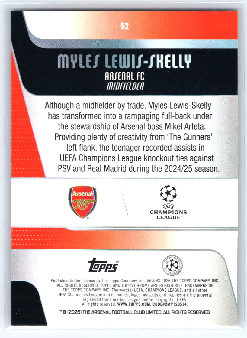2025-26 Topps Chrome UEFA Club Competitions #52 Myles Lewis-Skelly