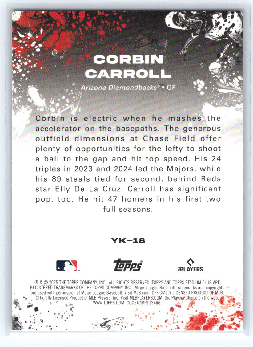 2025 Stadium Club #YK-18 Corbin Carroll Yours for the Taking