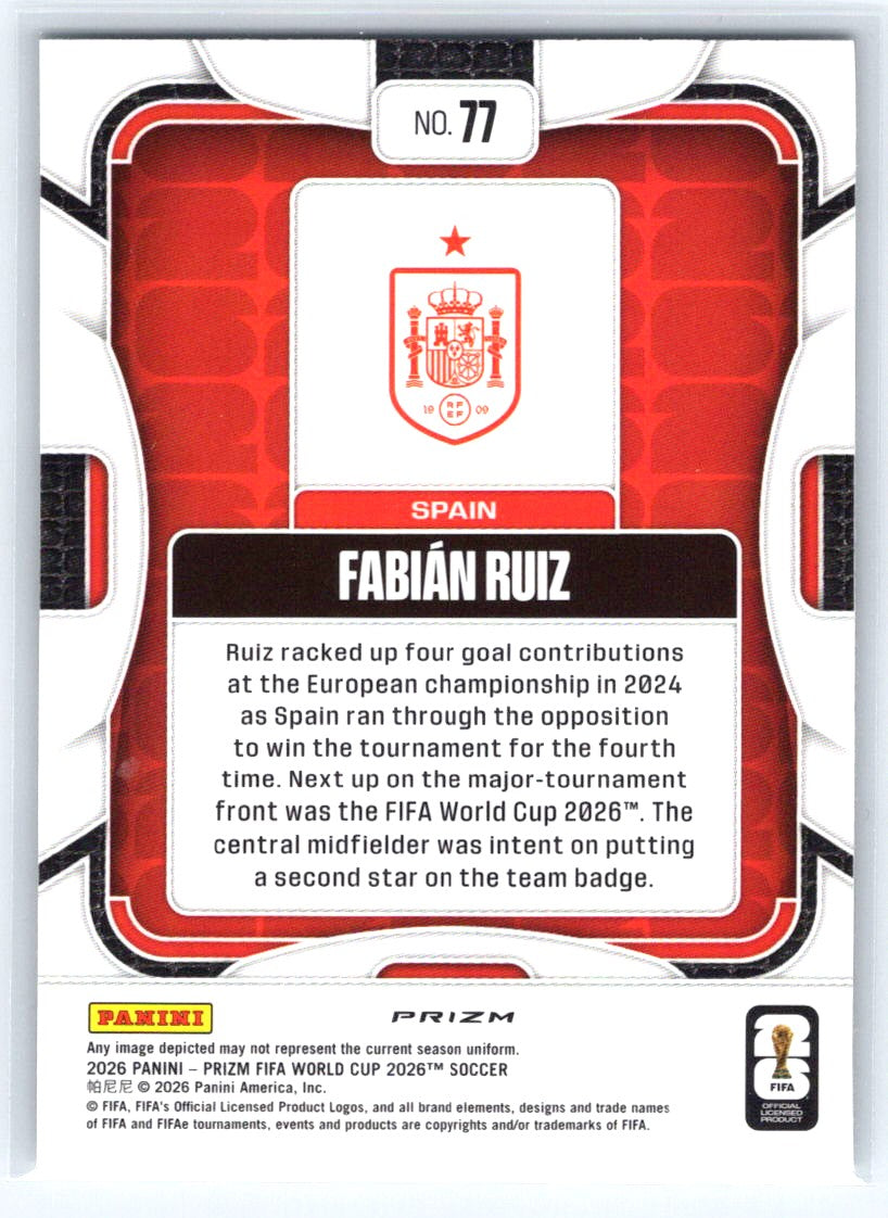 2026 Panini Prizm FIFA World Cup #77 Fabian Ruiz Wave