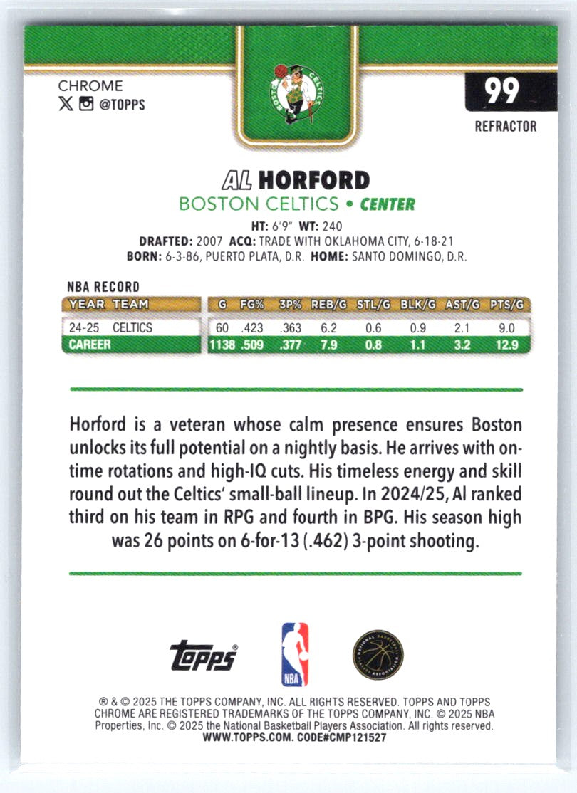 2025-26 Topps Chrome #99 Al Horford Refractor