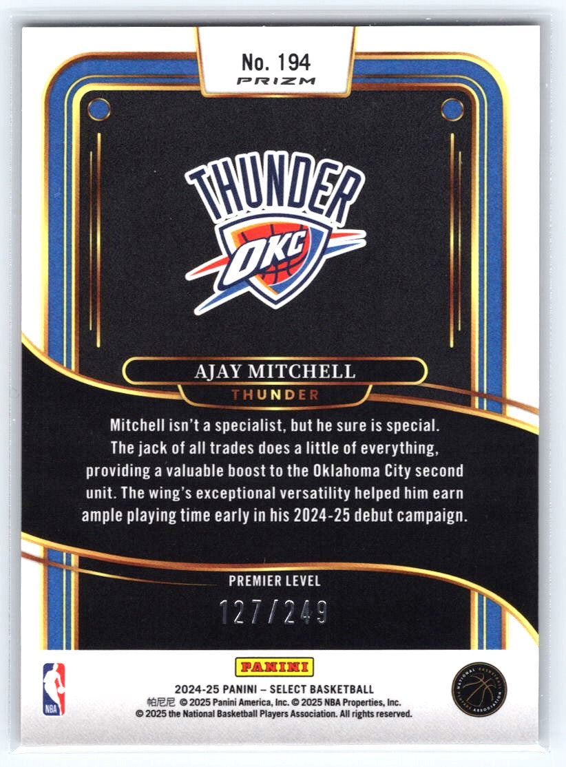 2024-25 Panini Select #194 Ajay Mitchell Red Scope Prizm #/249