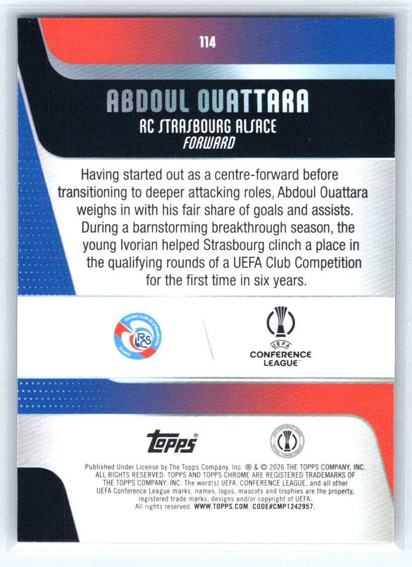 2025-26 Topps Chrome UEFA Club Competitions #114 Abdoul Ouattara