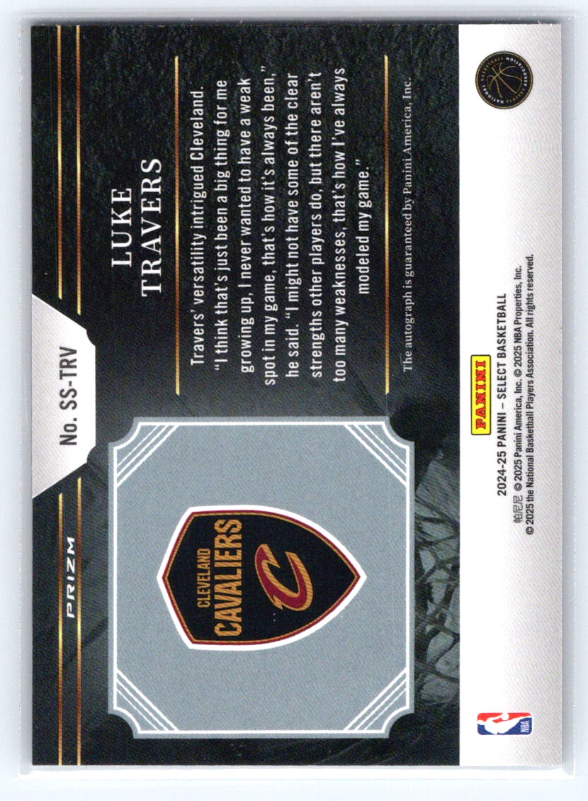 2024-25 Panini Select #SS-TRV Luke Travers Signature Selections