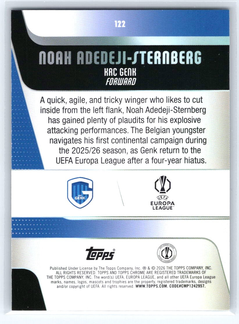 2025-26 Topps Chrome UEFA Club Competitions #122 Noah Adedeji-Sternberg