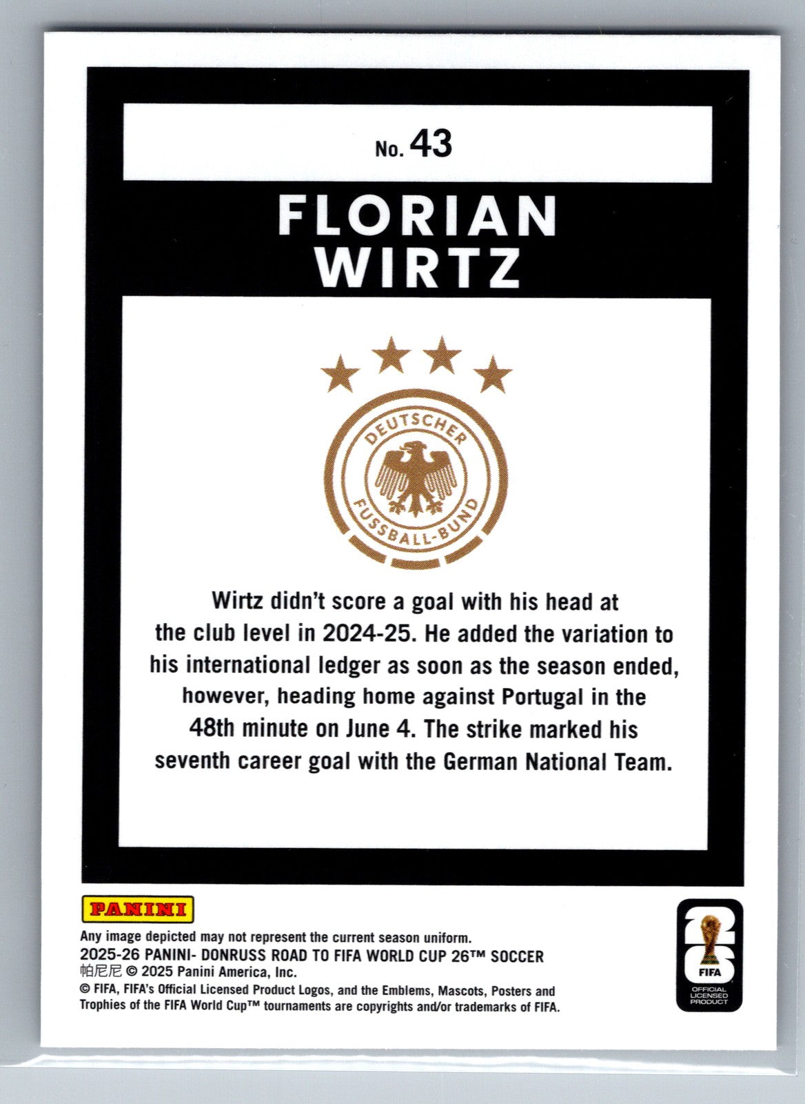 2025-26 Donruss Road to FIFA World Cup #43 Florian Wirtz Bronze