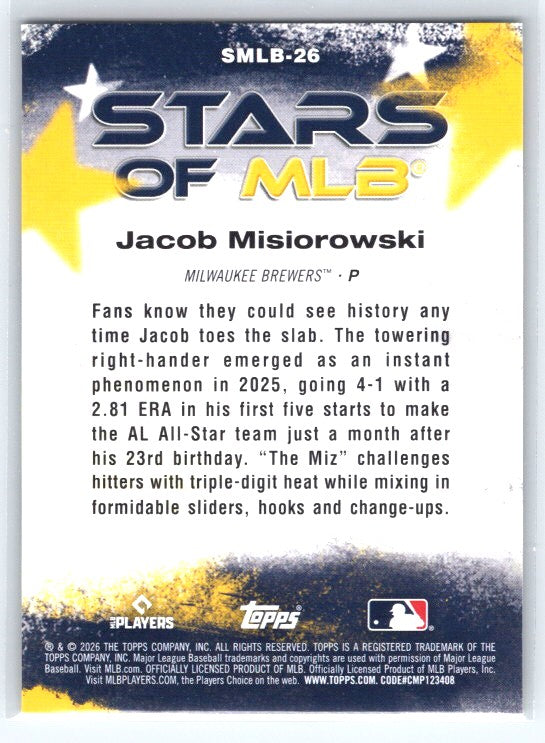 2026 Topps #SMLB-26 Jacob Misiorowski Stars of MLB