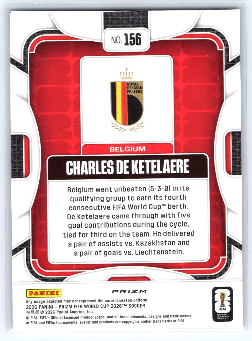 2026 Panini Prizm FIFA World Cup #156 Charles De Ketelaere Wave Prizms