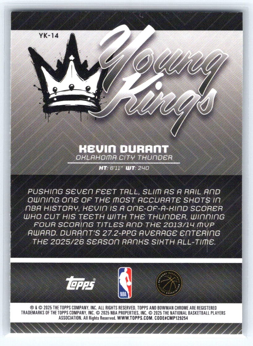2025-26 Bowman #YK-14 Kevin Durant Young Kings