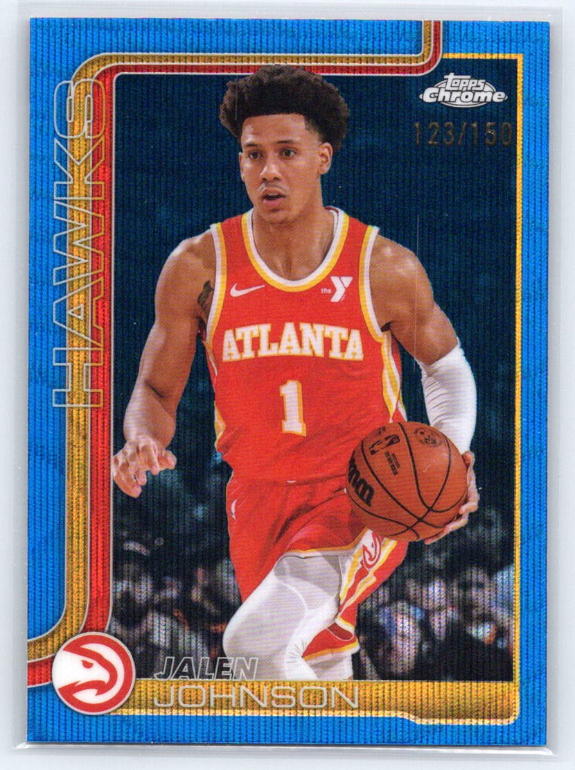 2025-26 Topps Chrome #56 Jalen Johnson Blue Wave Refractor #/150