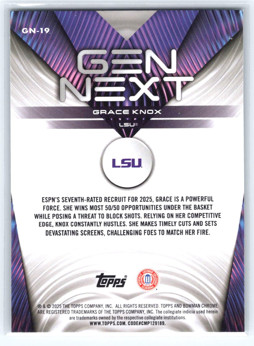 2025-26 Bowman #GN-19 Grace Knox Gen Next