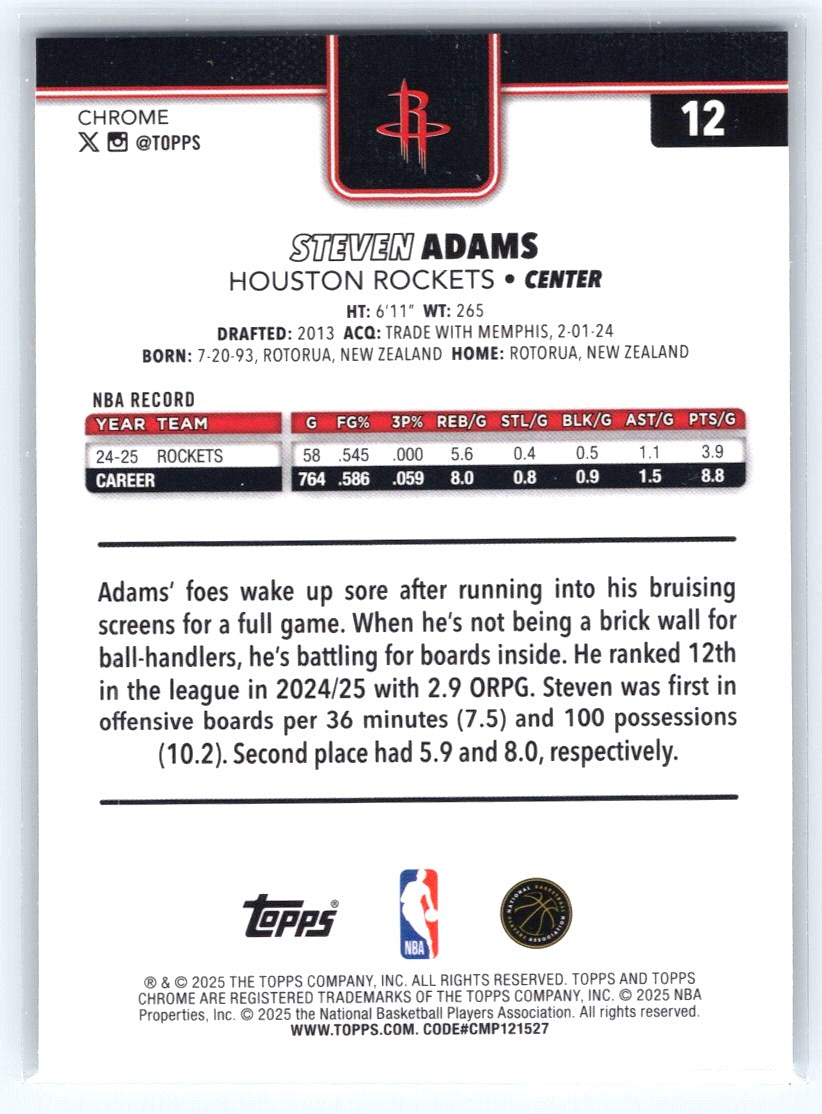 2025-26 Topps Chrome #12 Steven Adams Prism Refractor