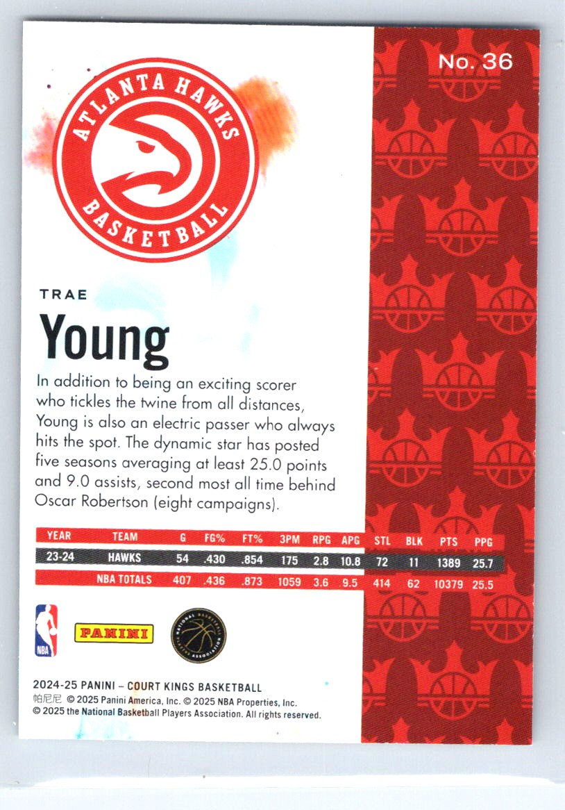 2024-25 Panini Court Kings #36 Trae Young