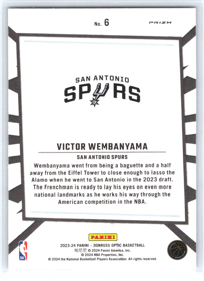 2023-24 Donruss Optic #6 Victor Wembanyama My House Green Shock