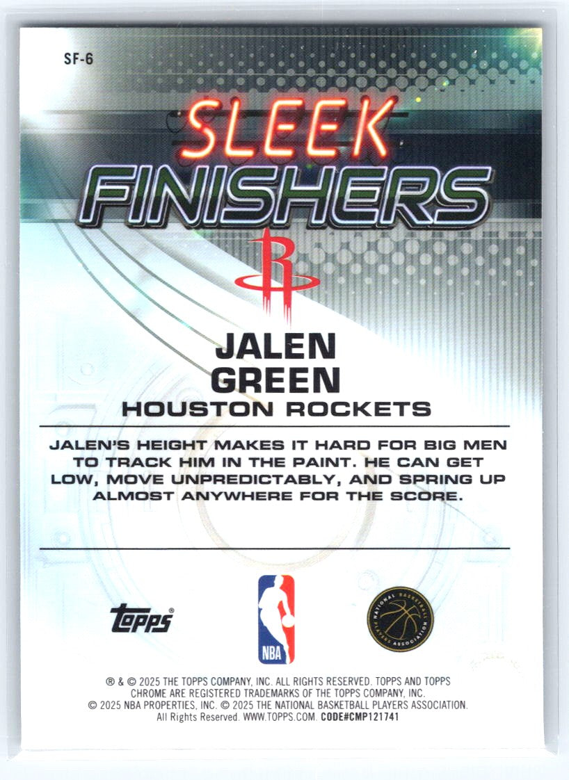 2025-26 Topps Chrome #SF-6 Jalen Green Sleek Finishers