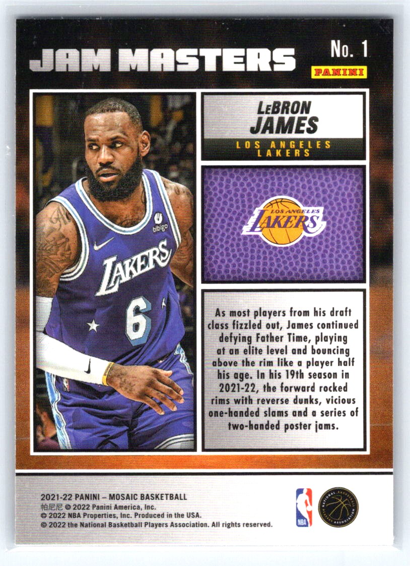 2021-22 Panini Mosaic #1 LeBron James Jam Masters