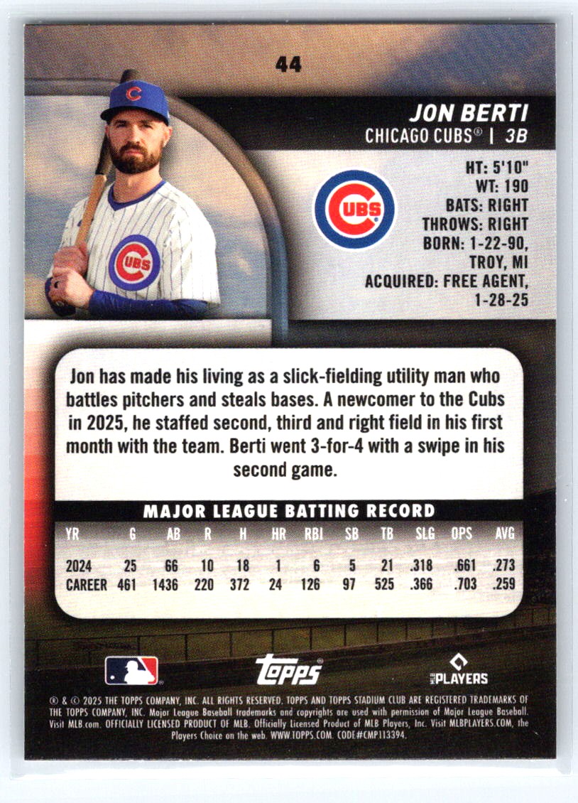 2025 Stadium Club #44 Jon Berti