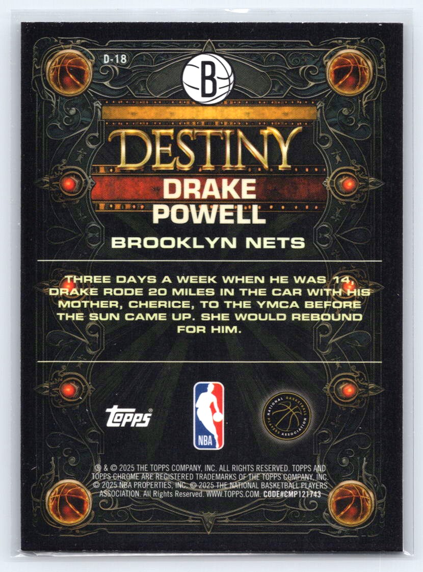 2025-26 Topps Chrome #D-18 Drake Powell Destiny