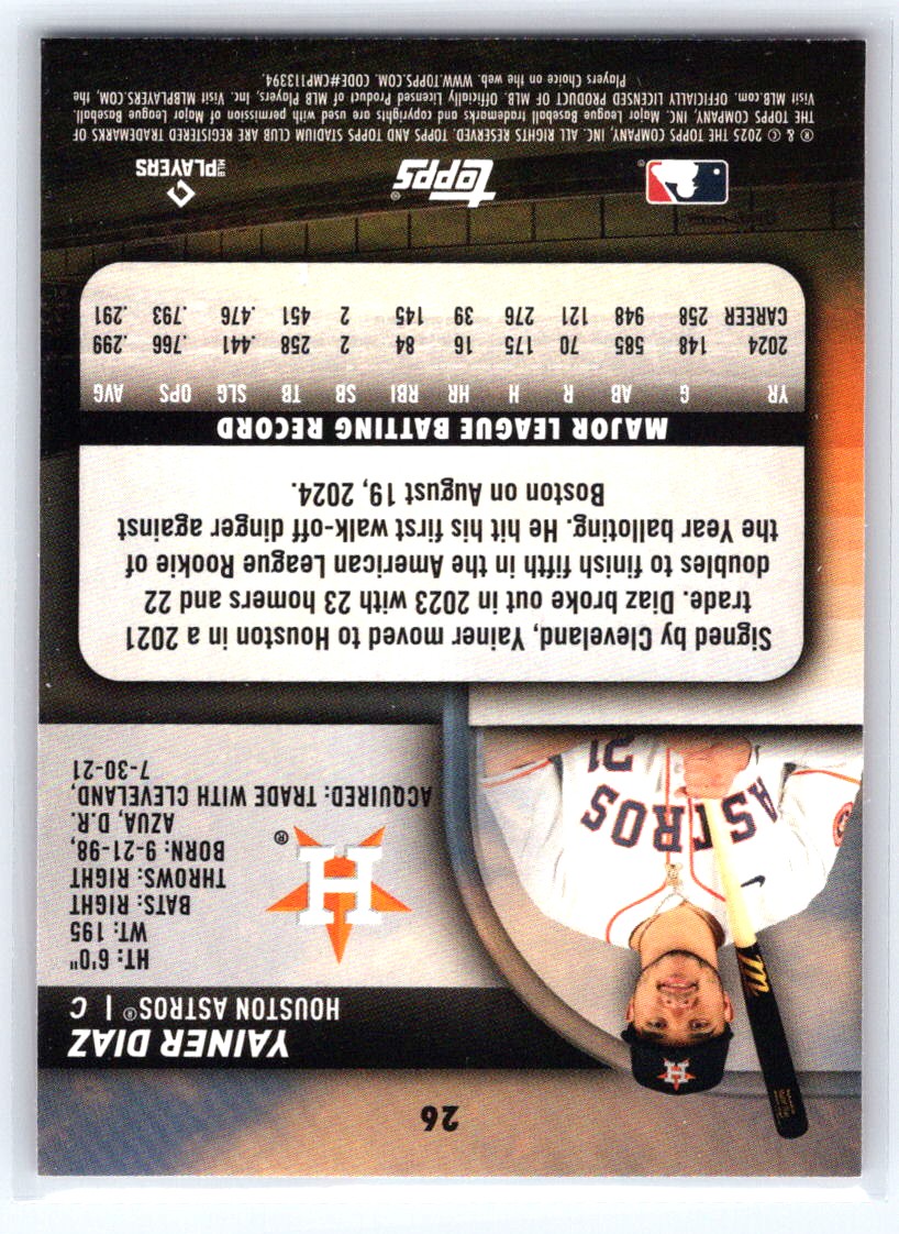 2025 Stadium Club #26 Yainer Diaz Red Foil