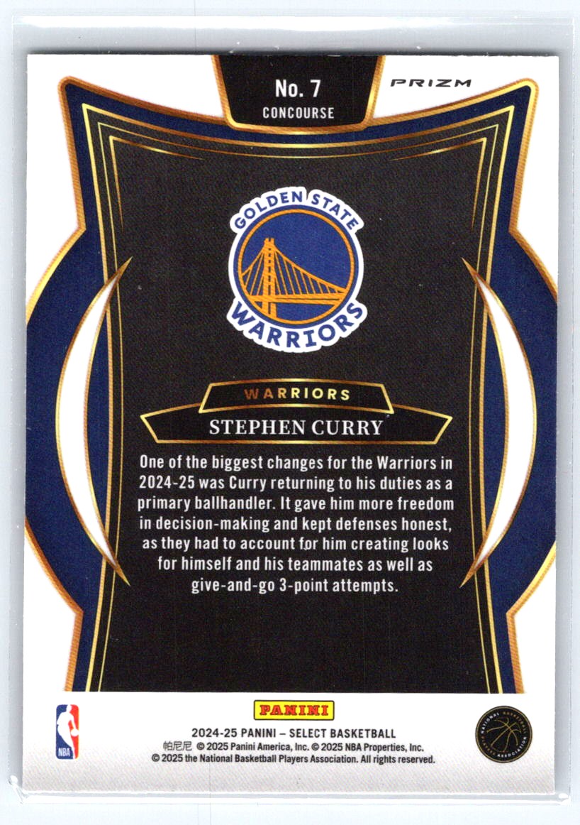 2024-25 Panini Select #7 Stephen Curry Tri-Color Prizm