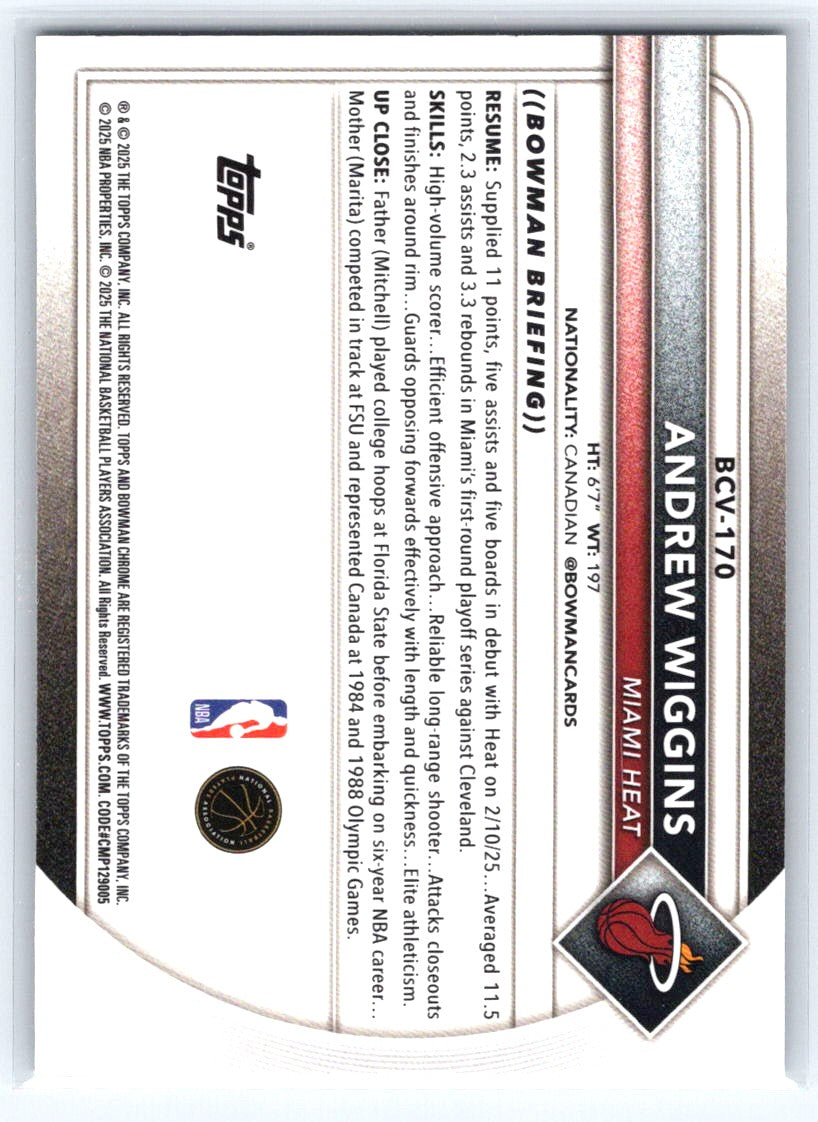 2025-26 Bowman #BCV-170 Andrew Wiggins Chrome Navy Mojo Refractors #/175