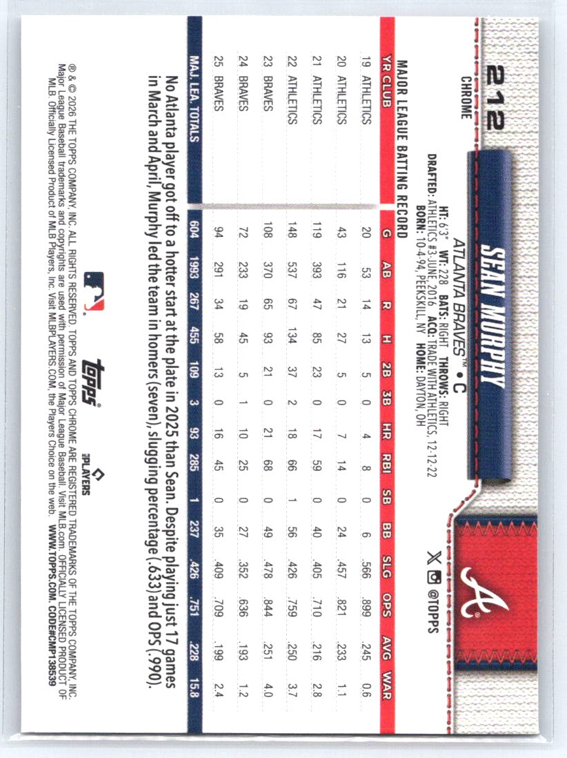2026 Topps Chrome #212 Sean Murphy