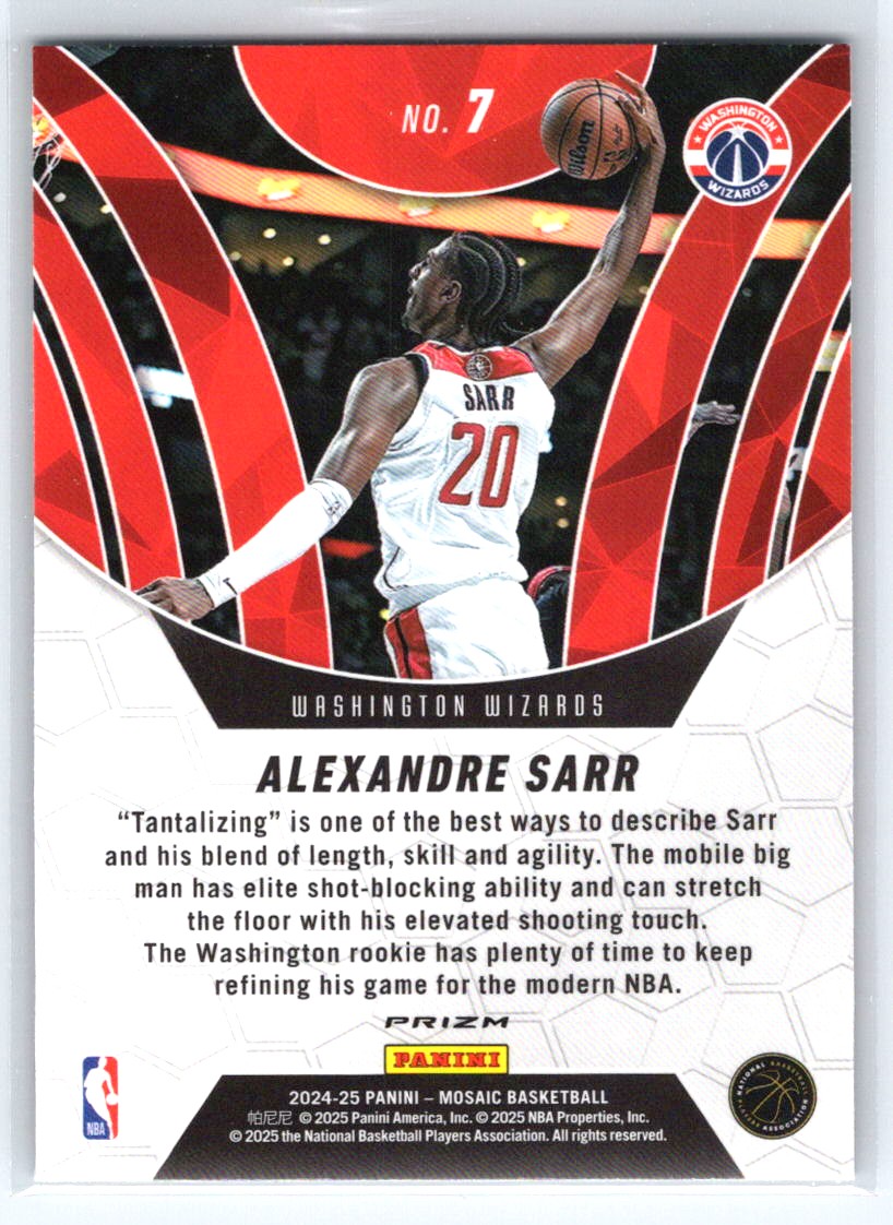 2024-25 Panini Mosaic #7 Alexandre Sarr Elevate Mosaic Green