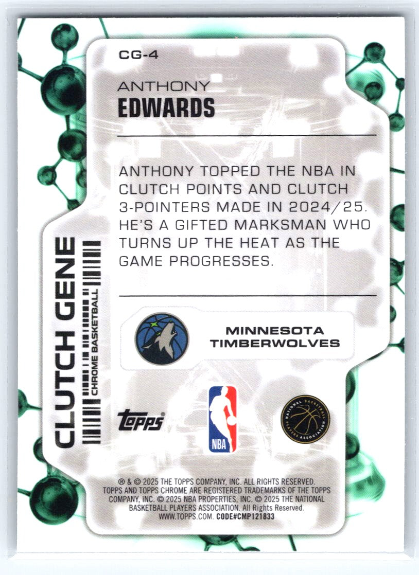 2025-26 Topps Chrome #CG-4 Anthony Edwards Clutch Gene