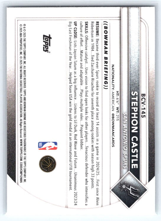 2025-26 Bowman #BCV-145 Stephon Castle Chrome