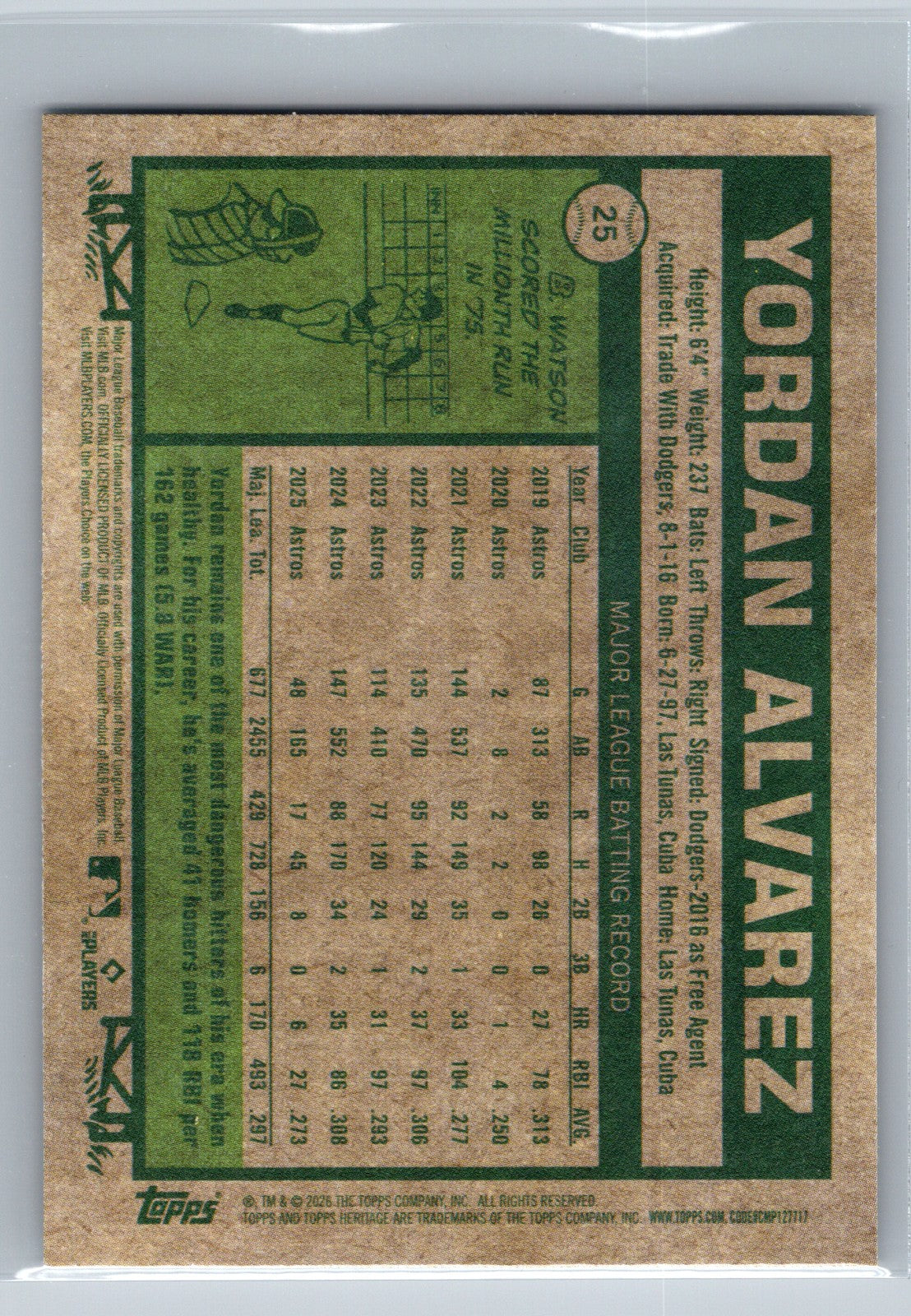 2026 Topps Heritage #25 Yordan Alvarez