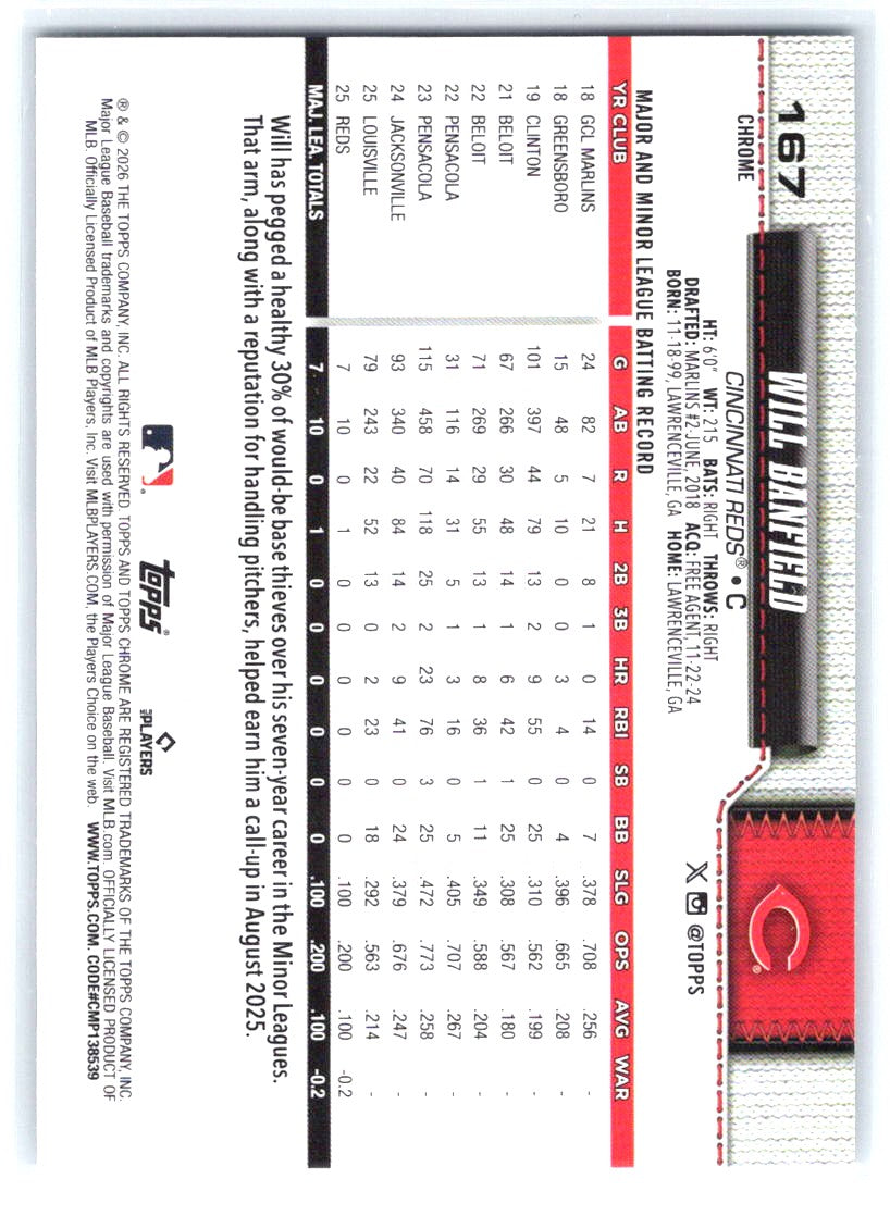 2026 Topps Chrome #167 Will Banfield