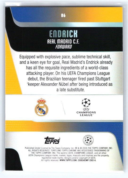 2025-26 Topps Chrome UEFA Club Competitions #86 Endrick