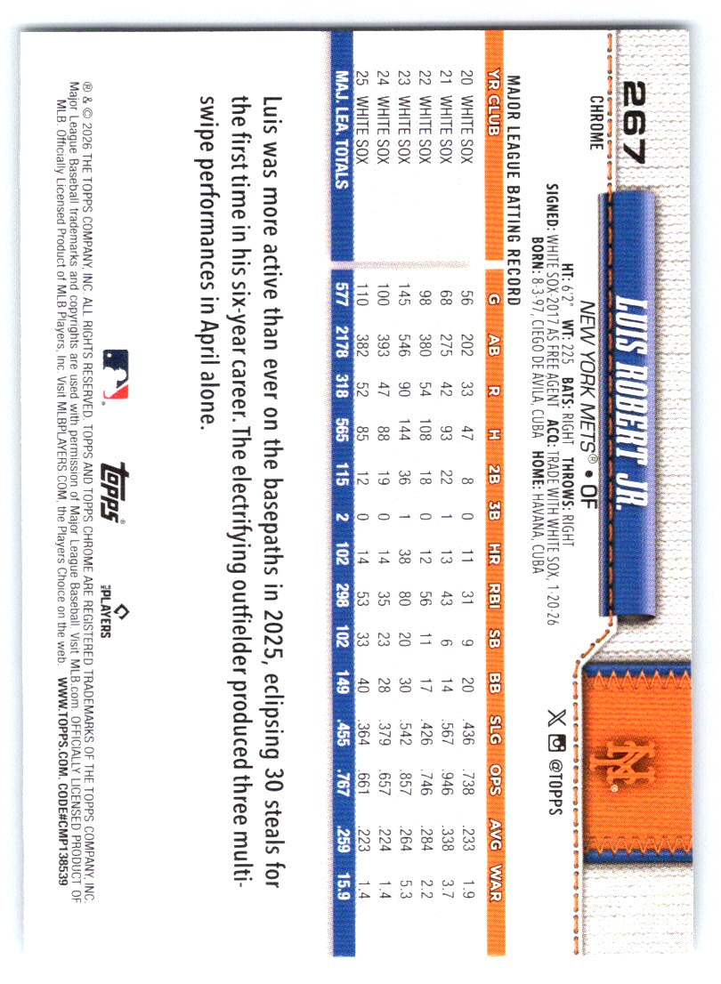 2026 Topps Chrome #267 Luis Robert Jr.