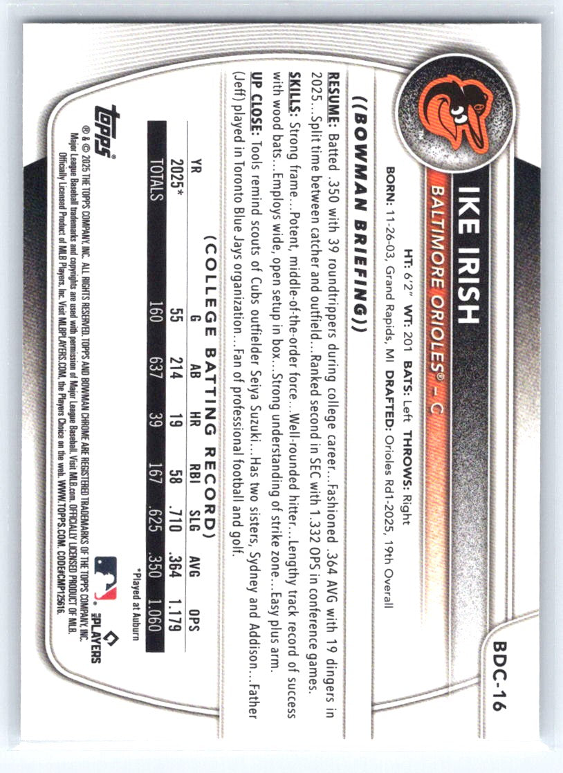 2025 Bowman Draft #BDC-153 Johnny Slawinski Chrome Mojo Refractor